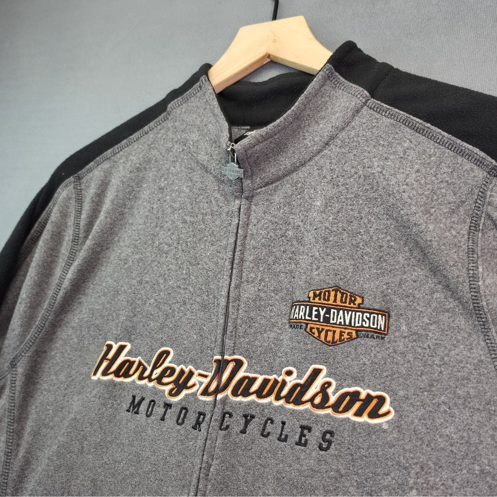 Harley Davidson Fleece Jacket Womens XL Gray Full Zip Gettysburg PA Bar & Shield